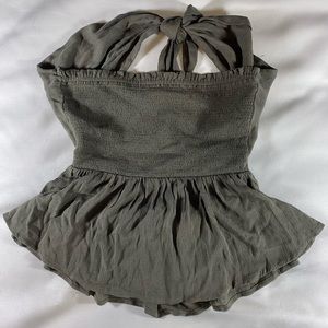 Free people vibes bandeau green top tied with rouching flowy S/M